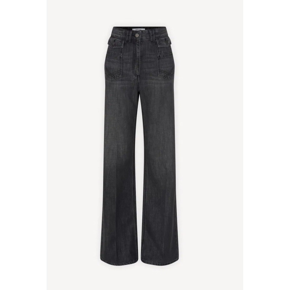 Gerard Darel Anna Wide Leg Jeans Washed Black Grey High Rise Size 36 DYP15Y312